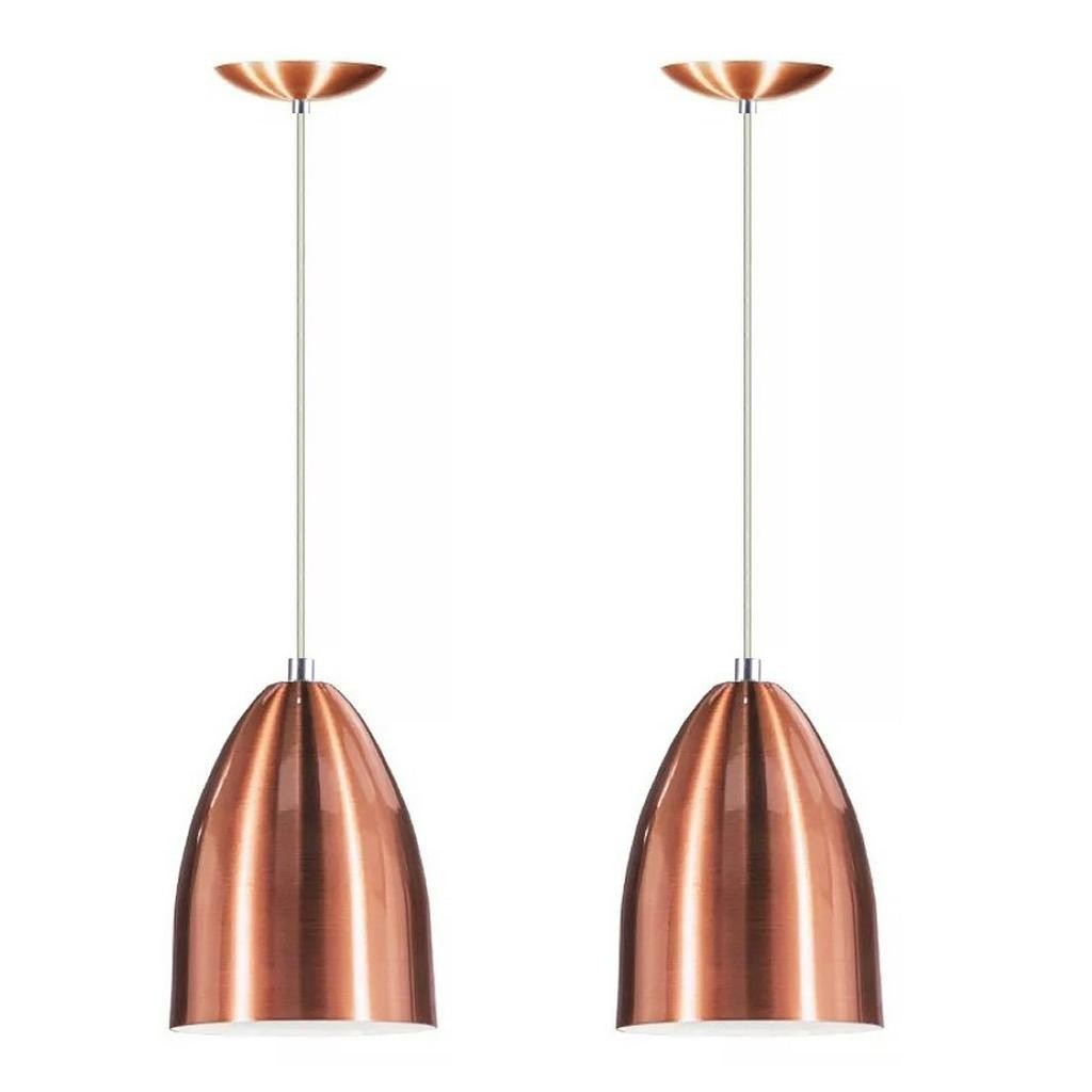 Kit 2 Lustre Pendente Luminaria Cone de Aluminio New Cobre
