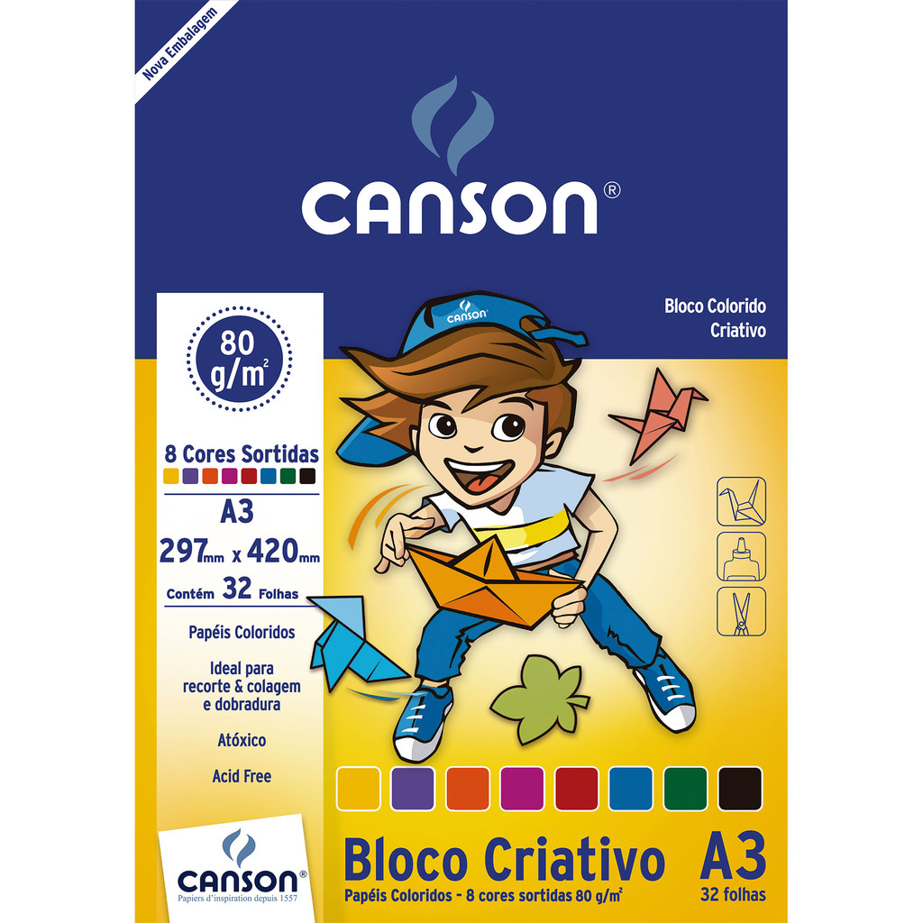 Bloco Colorido Criativo 7089 80g 32 Folhas A3 - Canson