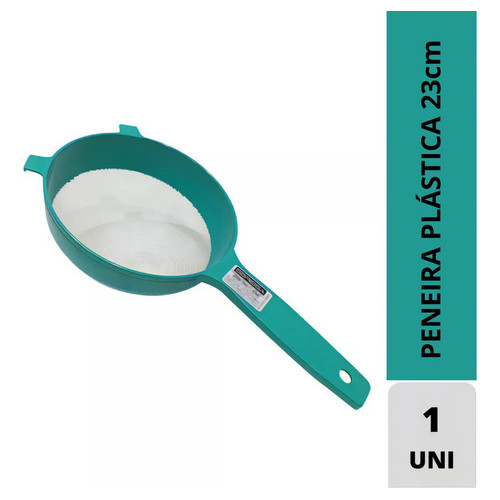 Peneira Coador Alimento Cozinha 23cm Reforçada Plástico com Cabo para Coar Peneirar Cores Sortidas