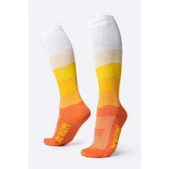 Meia HUPI para Corrida Cano Longo Colors, Cor Amarelo e Laranja, Tamanho 36-42