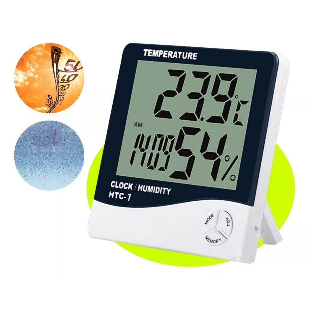 Termo Higrômetro e Relógio digital Medidor de Umidade e Temperatura HTC1
