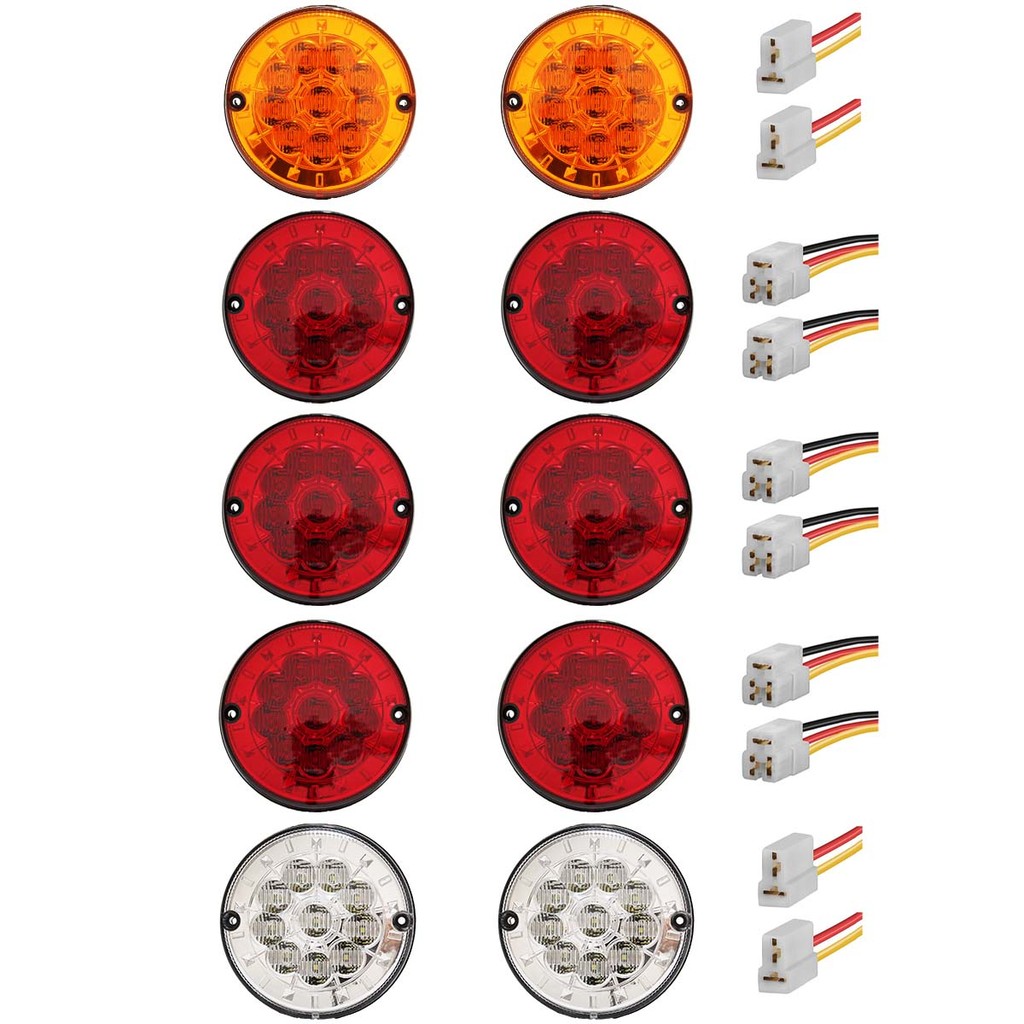 10 Lanterna Traseira 125mm Ônibus Caminhão Carreta 10 LED 12V +Conector