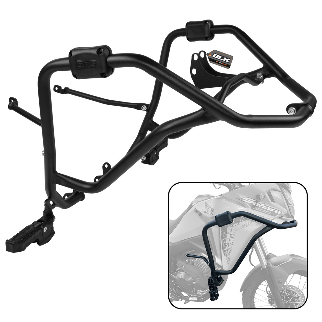 Protetor de Motor Carenagem Sahara 300 Com Pedal Preto 2024 2025 2026 GBS