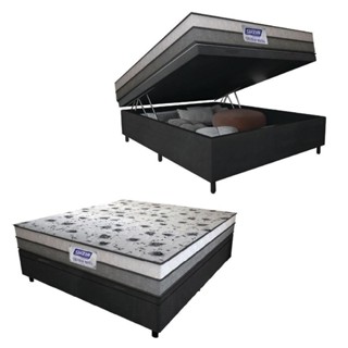 Cama Box Baú Casal Colchão Espuma D33 Fort 138x188x62cm Cinza / Branco Gazin em Oferta na Shopee