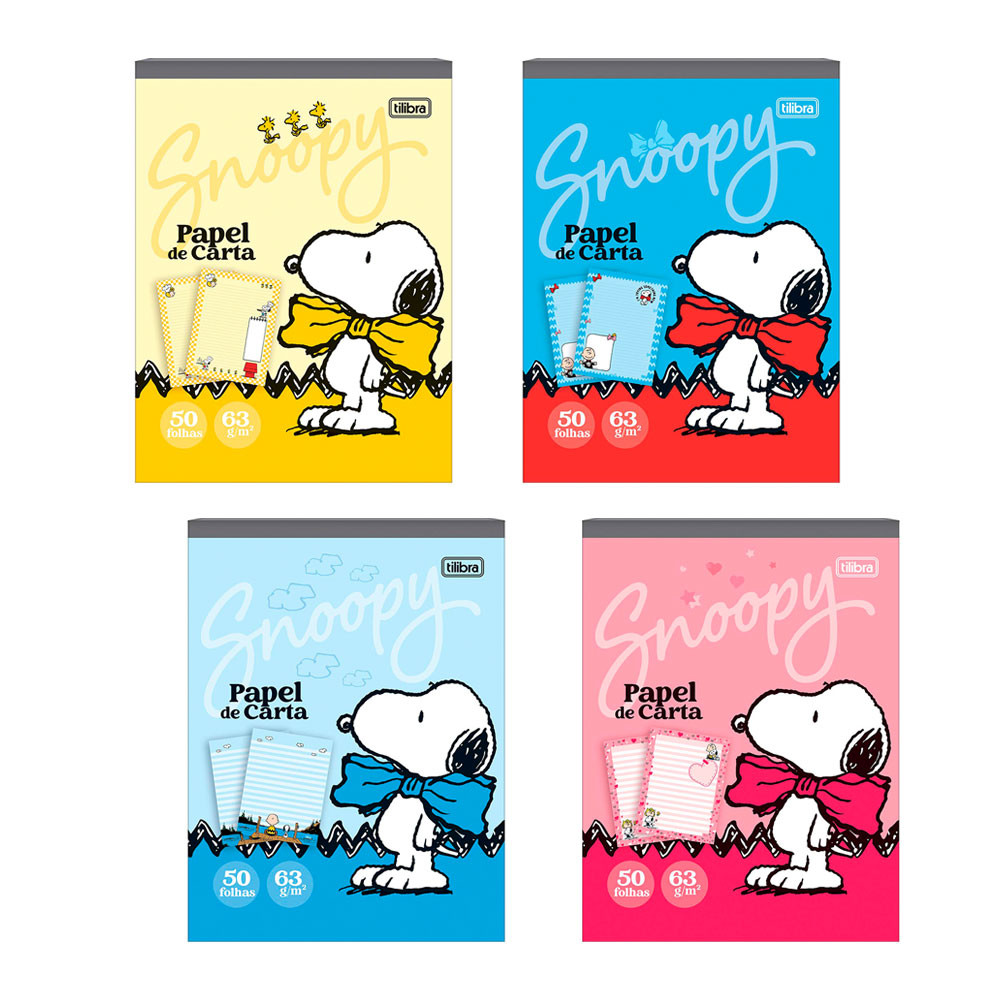 Bloco de papel carta com 50 folhas Snoopy Tilibra