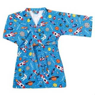 Roupão Infantil Dohler - The Explorer Azul Menino astronauta foguete atoalhado banho em Oferta na Shopee