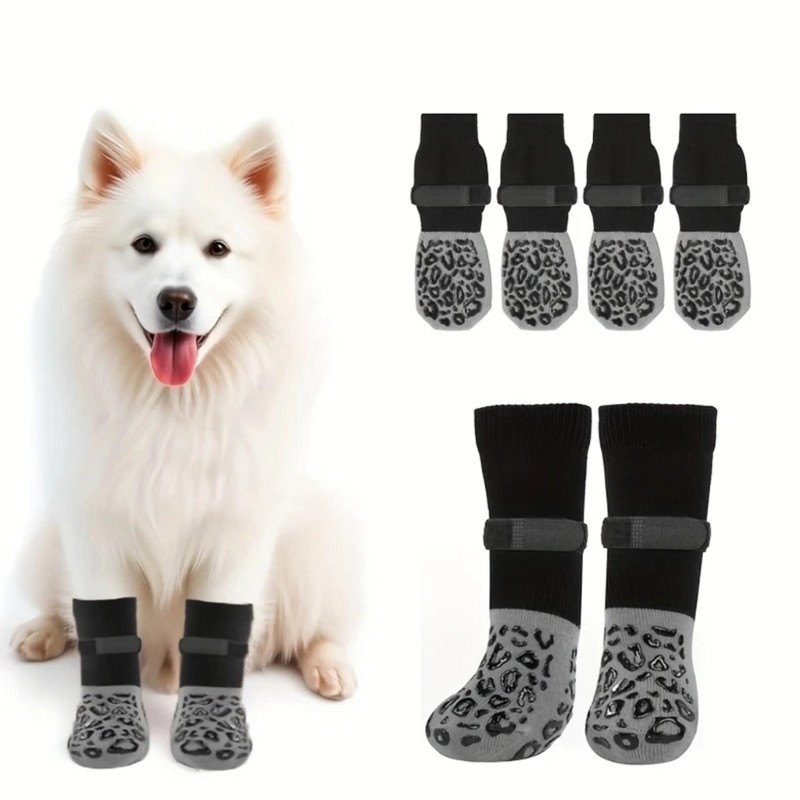 Anti Slip Pet Boots Tracting Grip Meias Elásticas Para Cães Protegem Patas Feridas