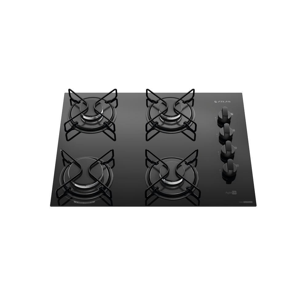 Cooktop 4 Bocas Preto Mesa De Vidro Atlas Agile  Bivolt