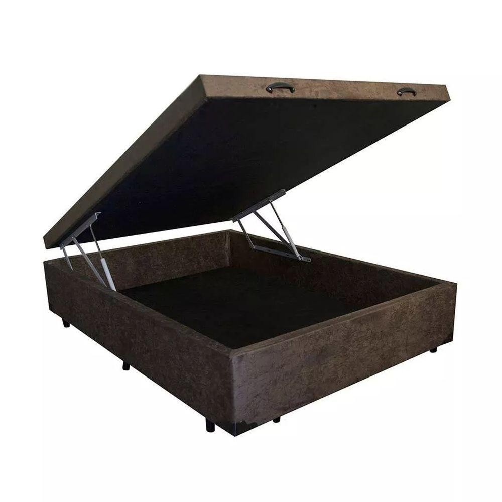 Cama Box Baú Casal Homequeen Suede Marrom 41x138x188
