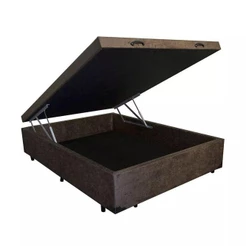 Cama Box Baú Casal Homequeen Suede Marrom 41x138x188