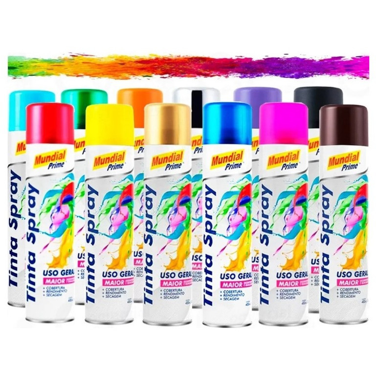 Tinta Spray Uso Geral Mundial Prime 400ml Gesso Artesanato Metal em Oferta na Shopee