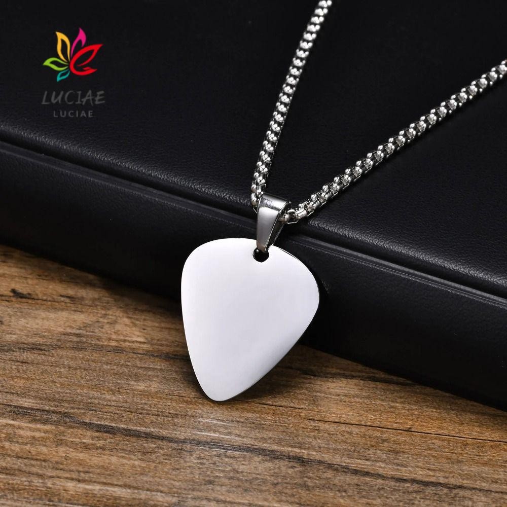 LUCIAE Colar De Palheta De Guitarra , Pingente De Palhetas Em Aço Titânio Com Coração , Preta Prateada em Oferta na Shopee
