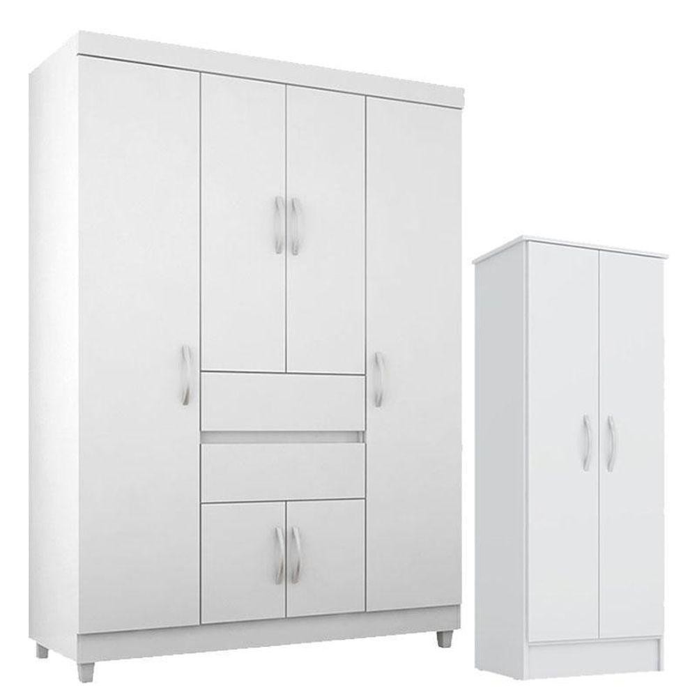 Guarda Roupa Infantil Ecom 2 E Armário Multiuso Viena Branco Brilho - Demóbile em Oferta na Shopee