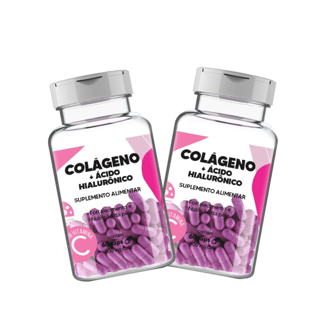 Kit 2 Colágeno Hidrolisado + Ácido Hialurônico E Vit C 120cp