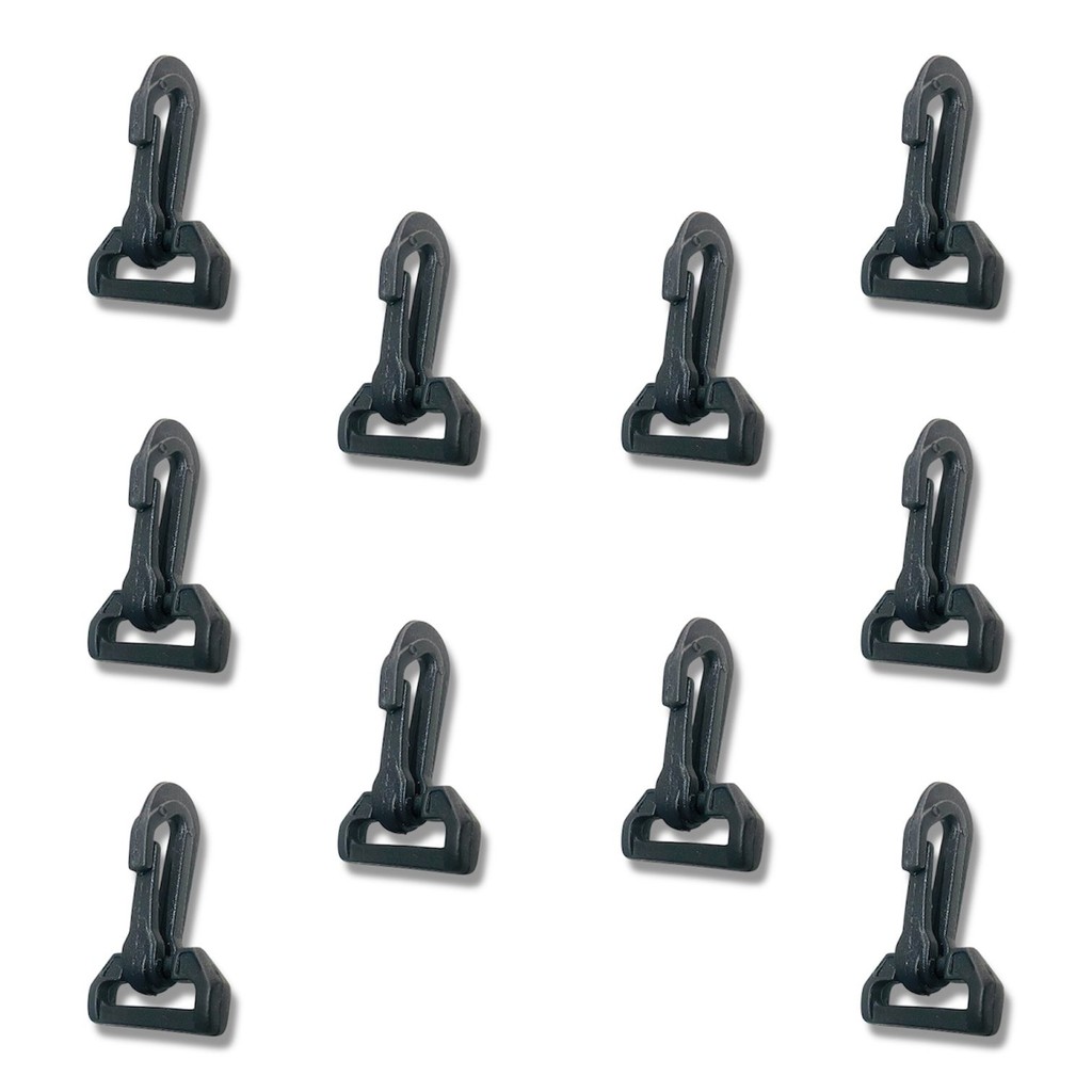 Mosquetão Plástico Preto 30MM Para Fitas Bolsa Mochilas com 10 Unidades