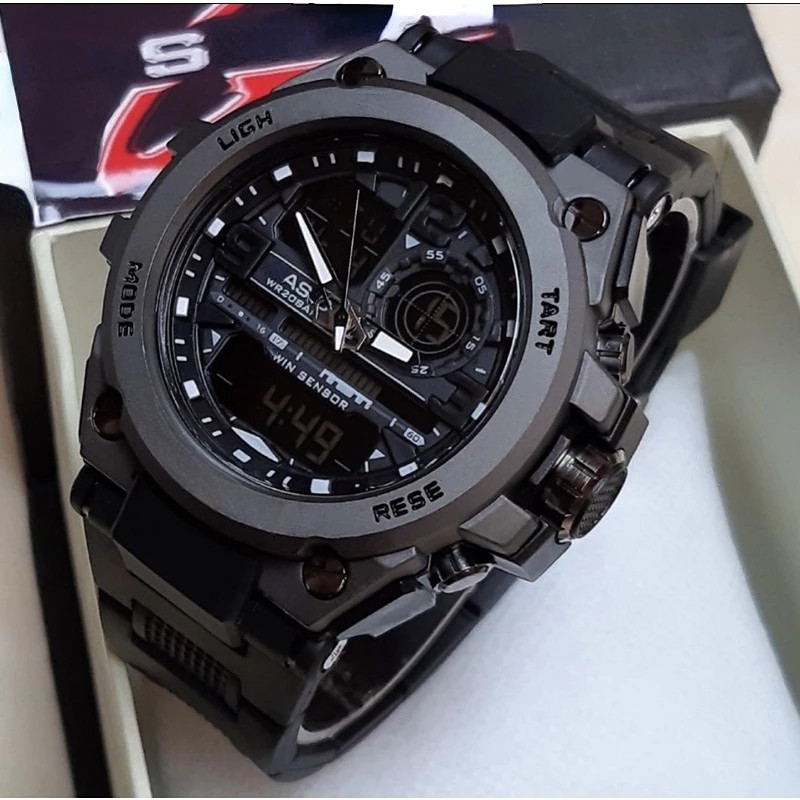 Relógio Masculino Militar Esporte Caixa de Aço Inox Digital - Analógico Preto Prata 100% Prova D'água