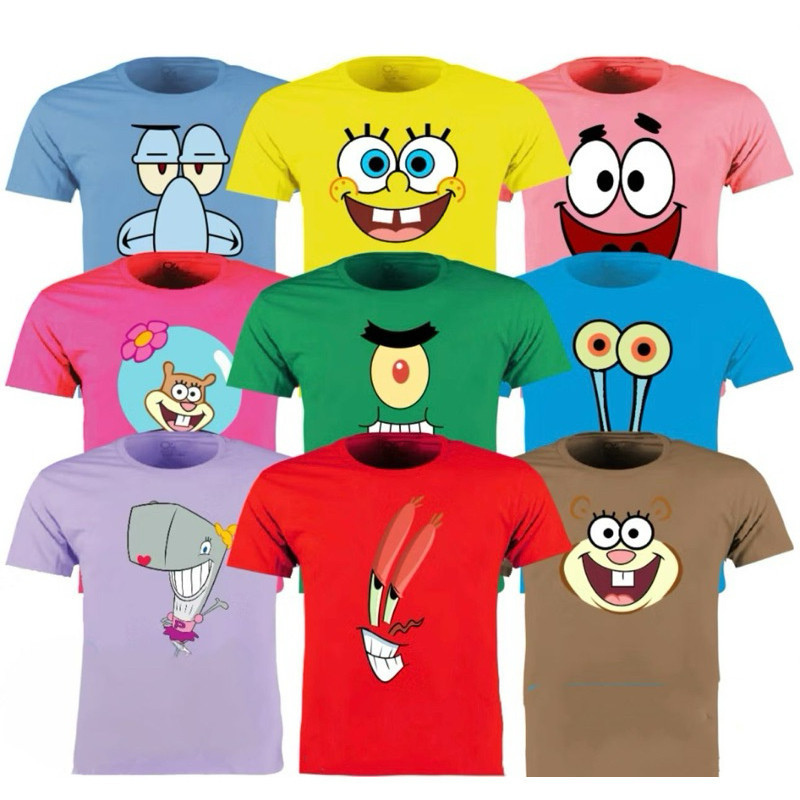 Camiseta Feminino E Mascolino Adulto Infantil Personagens Bob Sponja Camisa Algodao Premium