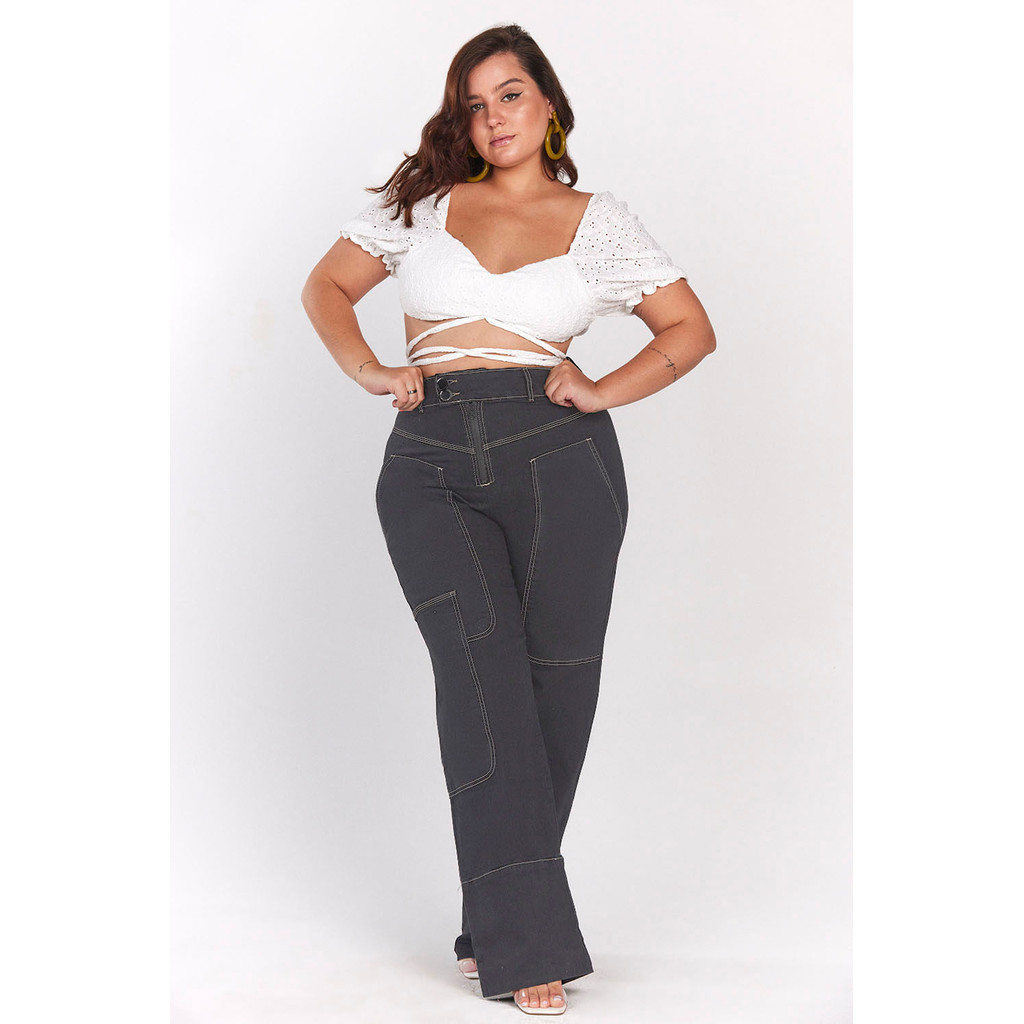 Calça Jeans Feminina Cintura Alta Planet Girls Preto - Women Clothes