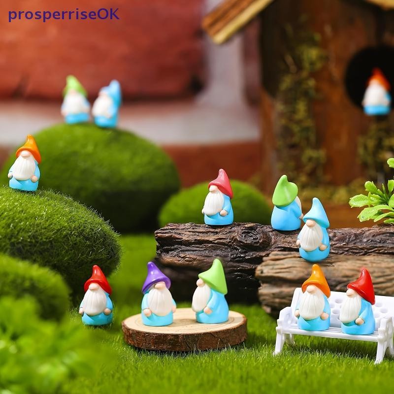 [newpros] 10 Unidades De Estátuas De Gnomos De Resina Enfeites Coloridos Estatuetas De Fadas Fofas Para Jardim Em Miniat em Oferta na Shopee