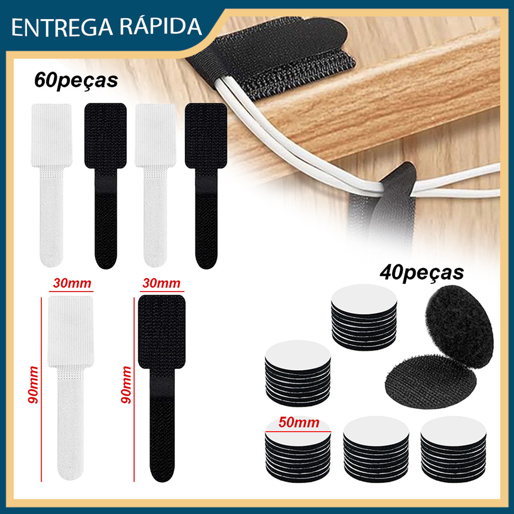 100x gancho de encaixe Velcro Clip Velcro adesivo de lado duplo