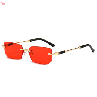 Óculos De Sol Retangulares Sem Aro , Masculino , Feminino , Retrô , Moldura , Sombra Quadrada , Y2k , Coloridos em Oferta na Shopee