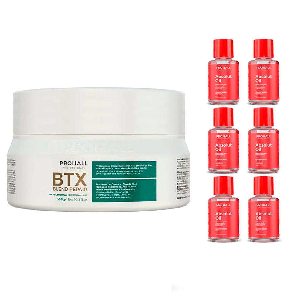 BTX Antifrizz Blend Repair Prohall 300g + 6 Óleo Argan 7ml