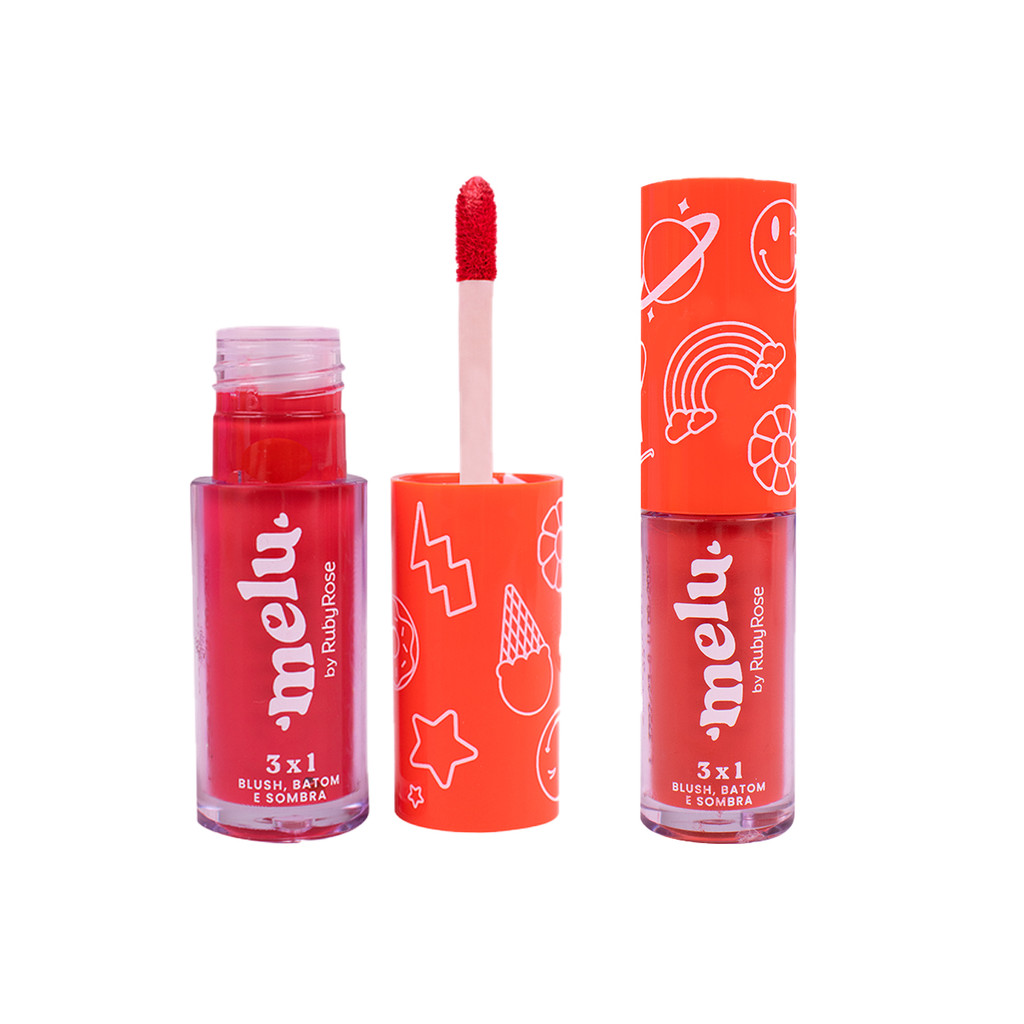 Blush Batom Sombra 3X1 Melu Ruby Rose Rr1100 em Oferta na Shopee