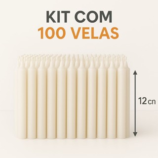 Kit 100 Velas Palito Branca Parafina Pura Queima Prolongada em Oferta na Shopee