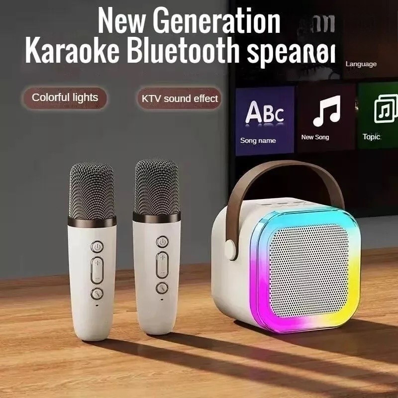 K12 Conjunto de áudio sem fio com microfone de karaokê, entretenimento doméstico, Mini alto-falante portátil Bluetooth