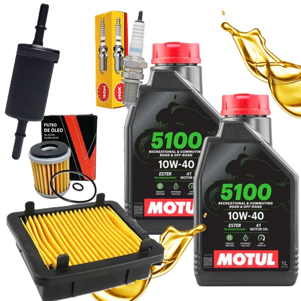 Kit Revisão Teneré 250 16-19 / Lander 250 16-24 Motul 5100 10w40 Filtros e Vela Ngk em Oferta na Shopee