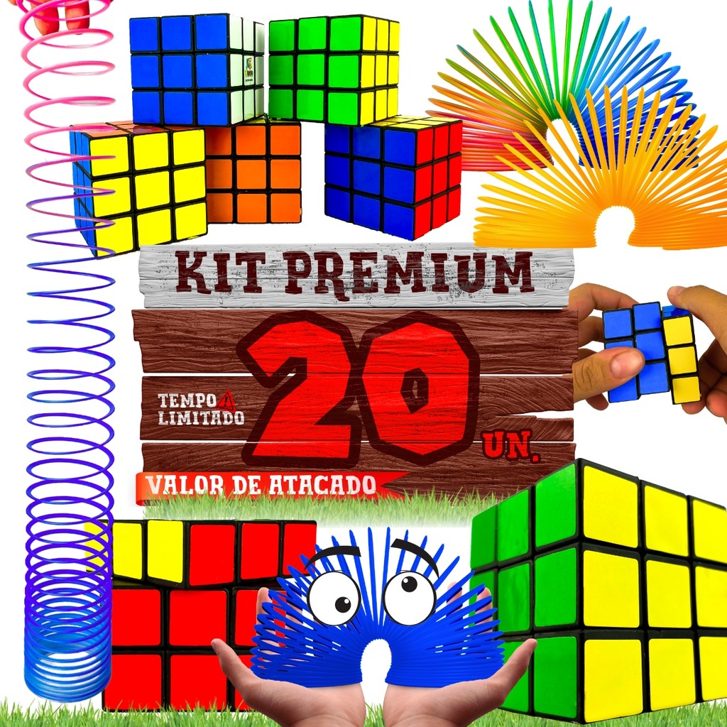 Kit 20 Prendas Festa Junina Cubo Mágico Mola Maluca Lembrancinha Aniversário Presente Criança