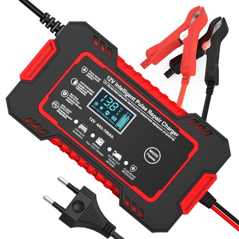 Carregador de bateria automotivo inteligente 12 V - Display Digital Automático Energia Reparação Puls