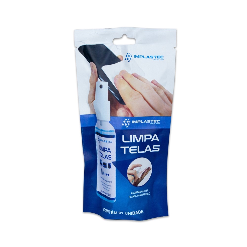 Limpa telas Clean com flanela Implastec 60ml em Oferta na Shopee
