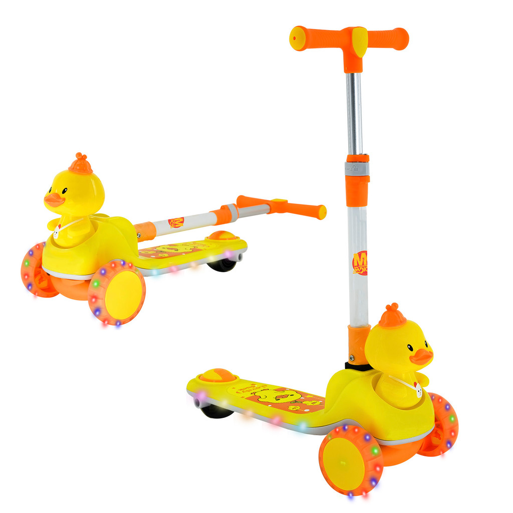 Scooter 3 Rodas Patinho Amarelo Com Luzes Coloridas Som Rodas Acendem E Guidão Ajustável

 - Dm Toys