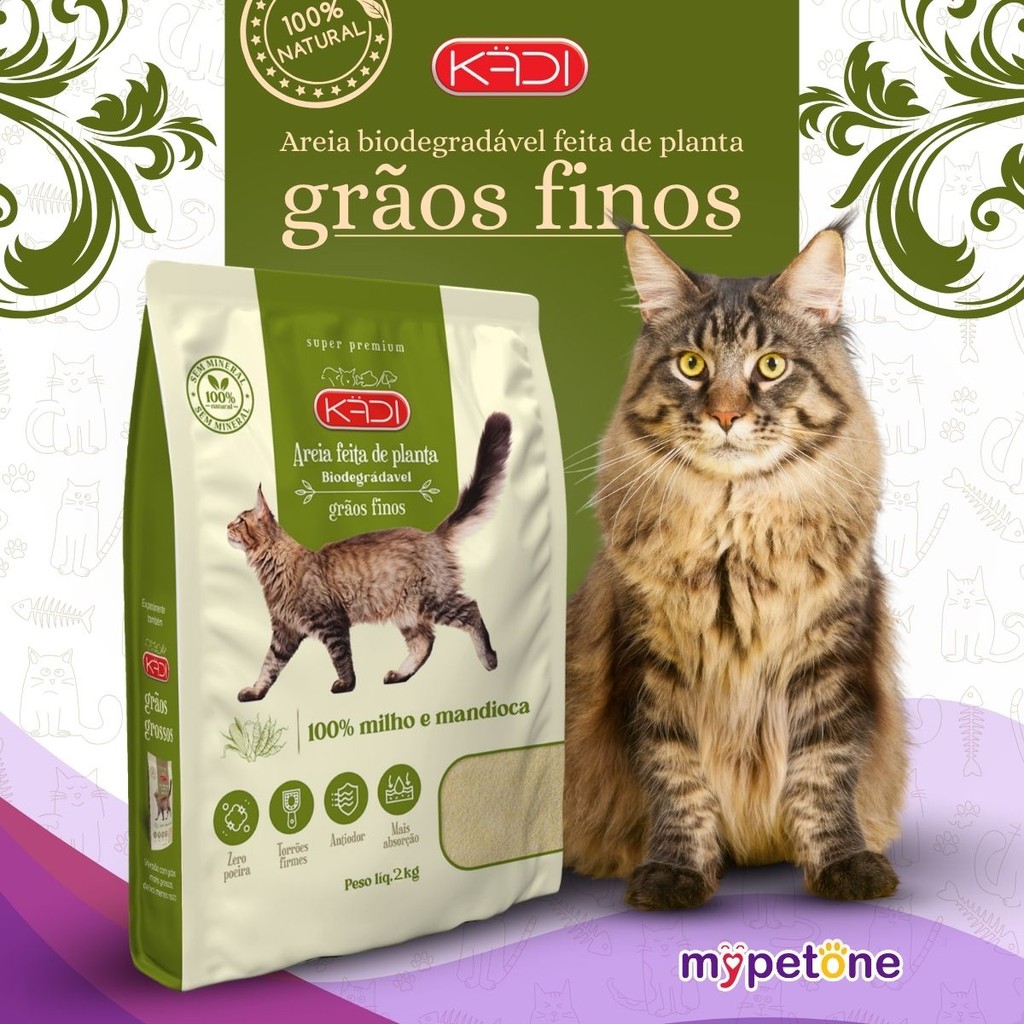 Kit 8 Areia Biodegradável 2 Kg Grãos Mistos - Kadi
