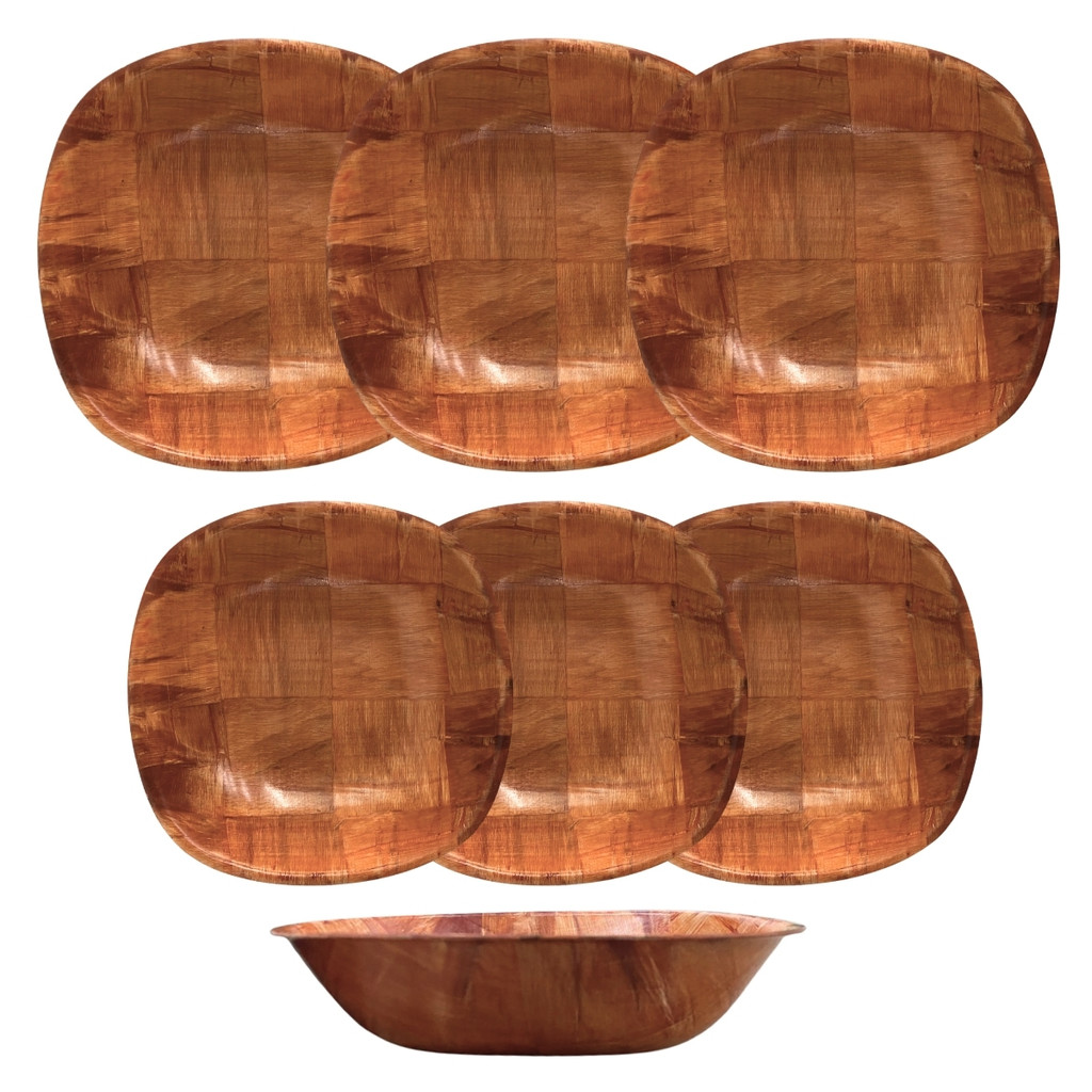 Kit 6 Peças Gamelas Bambu De Cozinha Para Servir e Decorar