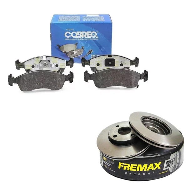 Kit Disco Freio Ventilado + Jogo Pastilha Freio Cobalt 1.8 2012 a 2020 – FREMAX / COBREQ