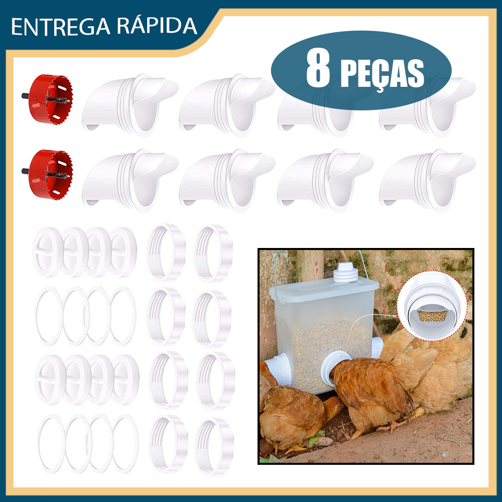 8x Alimentador automático para aves domésticas Comedouro para galinhas Galinhas, patos e gansos Alimentador automático