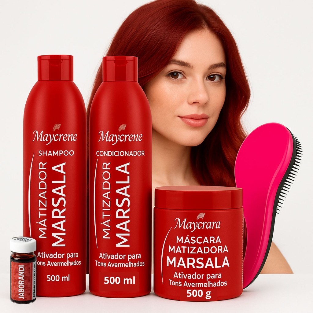 Kit Matizador marsala para Cabelos Vermelhos Danificados e Brilhantes A Pronta Entrega em Oferta na Shopee