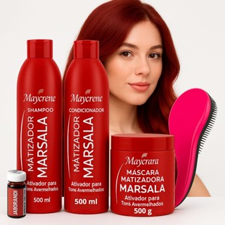 Kit Matizador marsala para Cabelos Vermelhos Danificados e Brilhantes A Pronta Entrega em Oferta na Shopee