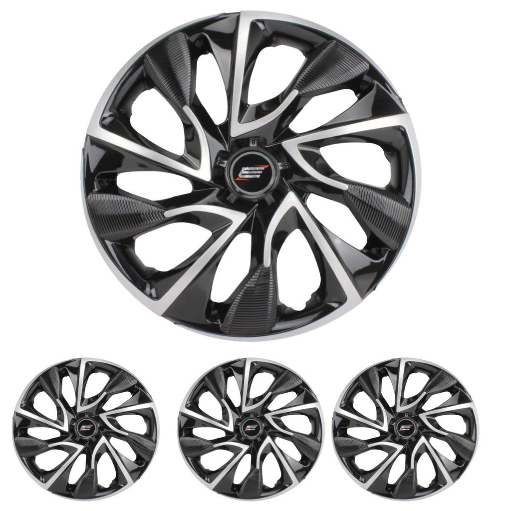 Jogo Calota Aro 13 DS4 Black Silver Sandero Logan Clio Scenic Kwid Symbol Duster + Selo Resinado