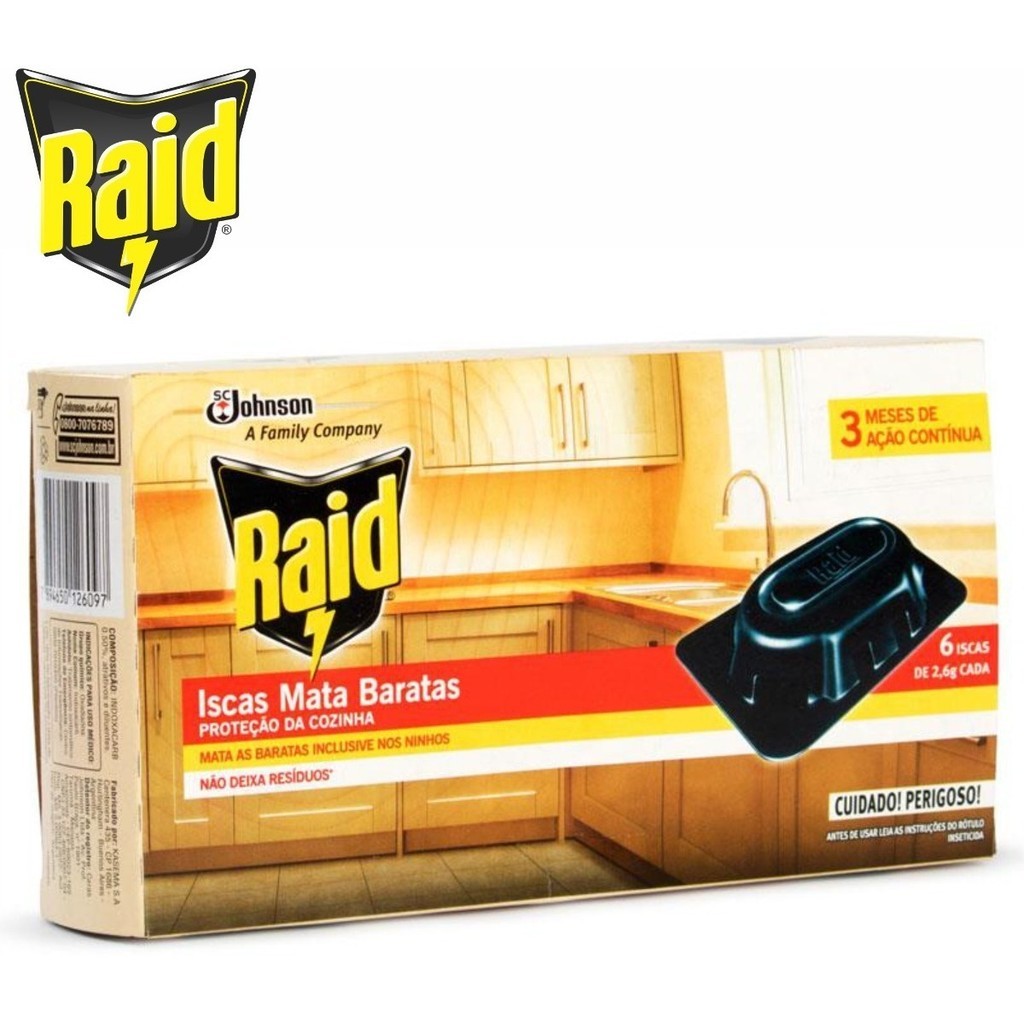 Raid Armadilha Para Matar Baratas Caixa C/6 Iscas