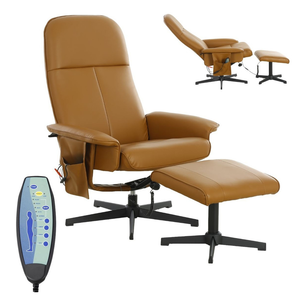 Poltrona De Massagem Reclinável Apoio De Pés Caramelo Madri em Oferta na Shopee