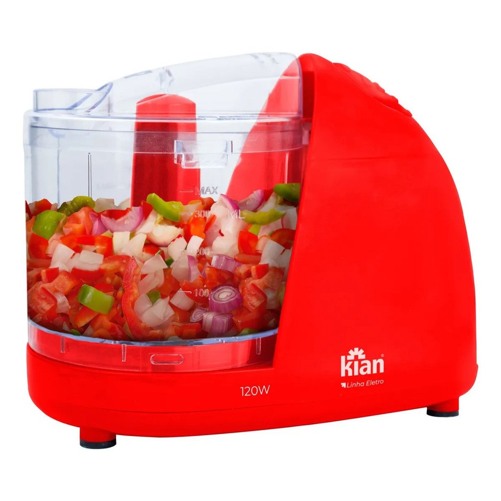 Mini Processador 500ml Kian 120w Vermelho Triturar Pulsar preparo de alimentos do dia a dia Original