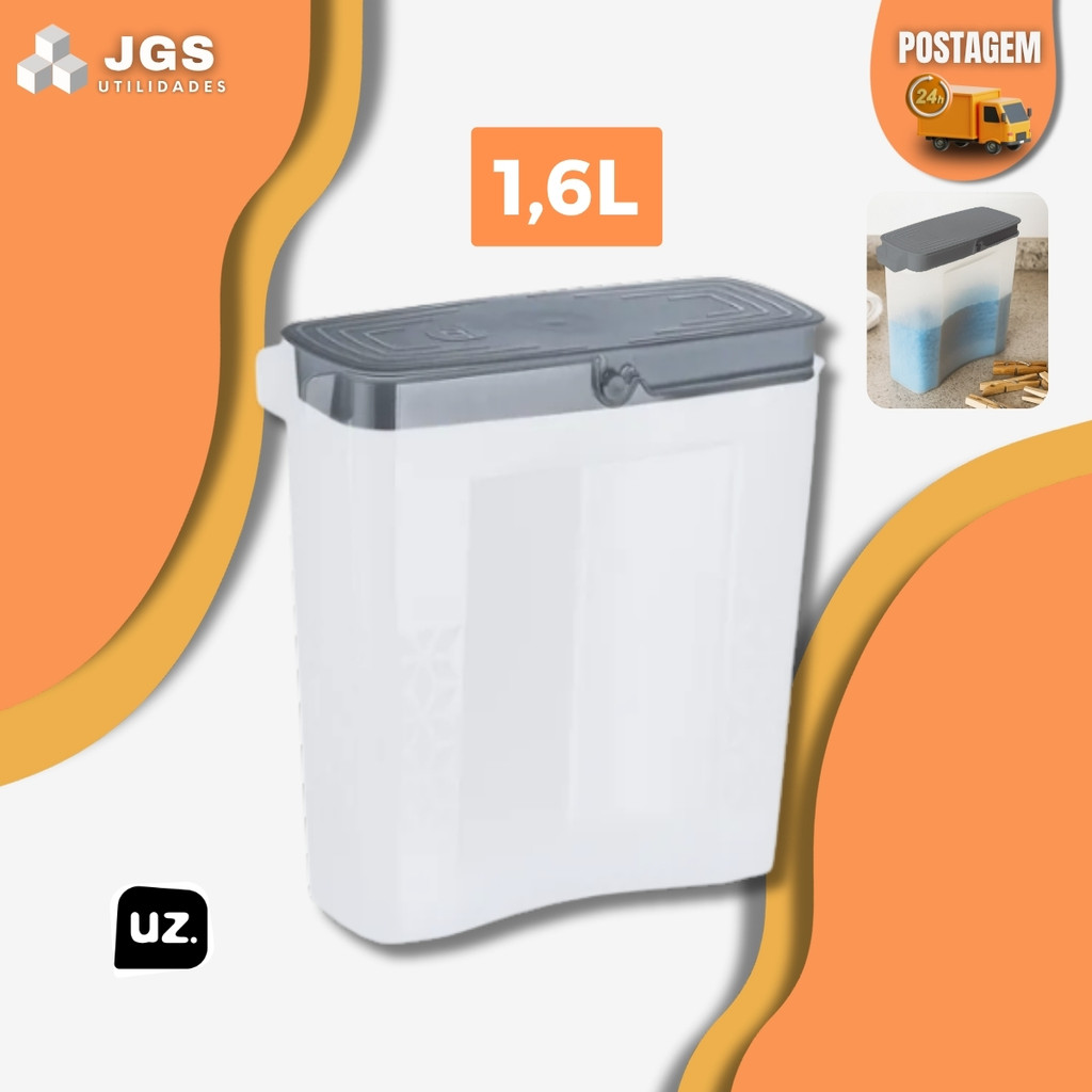 Porta Sabão Em Pó com Tampa 1,65 Litros UZ Utilidades