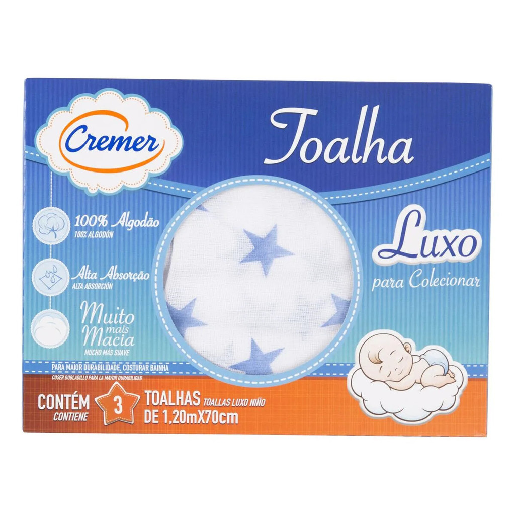 Toalha Luxo Cremer 03 Unidades Para Colecionar Estampa Menino em Oferta na Shopee