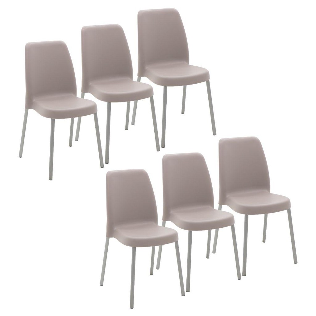 Conjunto 6 Cadeiras Vanda em Polipropileno Camurça Tramontina em Oferta na Shopee