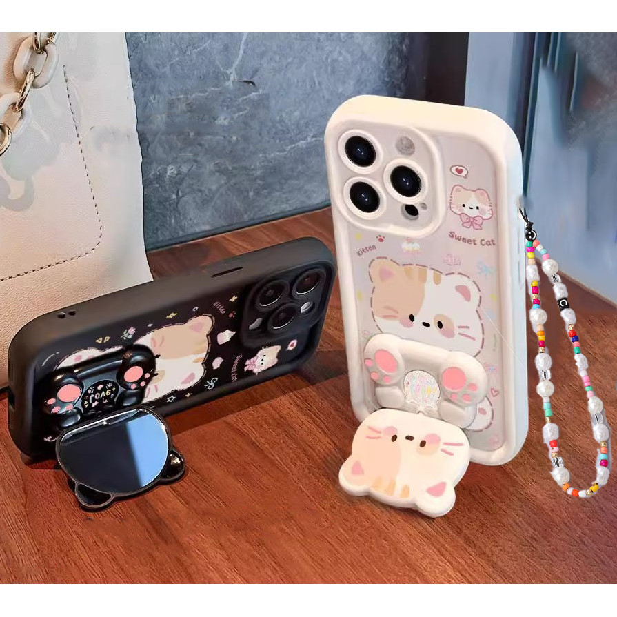 Capa De Telefone Com Suporte Espelhado Para Samsung A16 A12 F12 A06 A55 A56 A15 S22 S23 S21 S25 S24 Ultra J7Prime A05S A