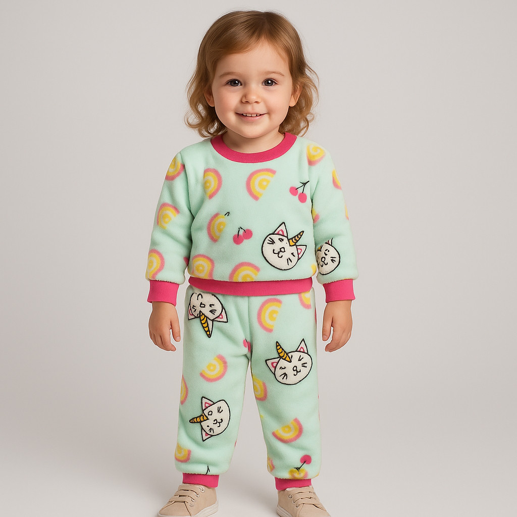 Conjunto Infantil Fleece Inverno Tamanho 1 a 6  Anos Menino Menina Pijama Peluciado