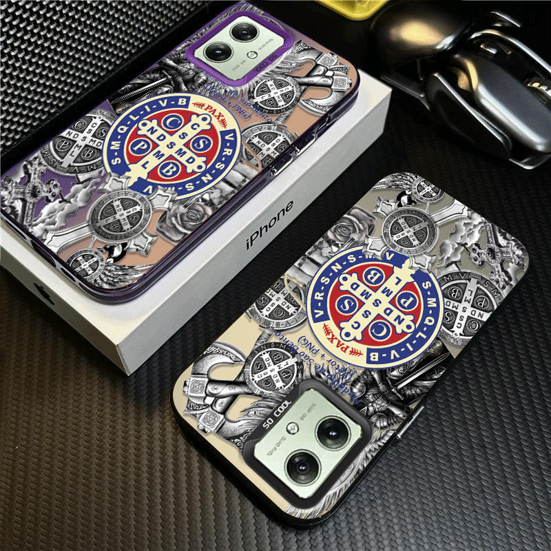 Capinha  Medalha São Bento cruz para Motorola MOTO E22 E40 G14 G34 G52 G54 G60 G84 Capa de Resistente A Choques fosco em Oferta na Shopee